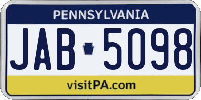 PA license plate JAB5098