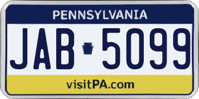 PA license plate JAB5099