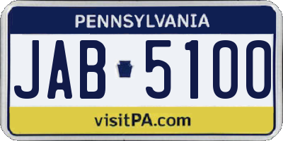 PA license plate JAB5100