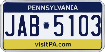 PA license plate JAB5103