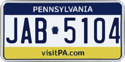 PA license plate JAB5104