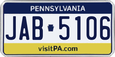 PA license plate JAB5106