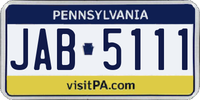 PA license plate JAB5111