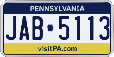 PA license plate JAB5113