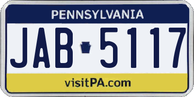 PA license plate JAB5117