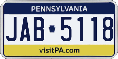 PA license plate JAB5118