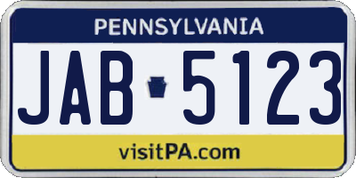 PA license plate JAB5123