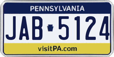PA license plate JAB5124