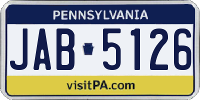 PA license plate JAB5126