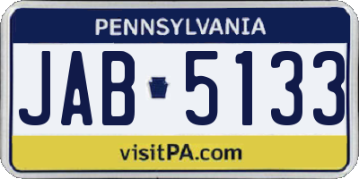 PA license plate JAB5133