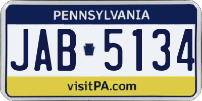 PA license plate JAB5134