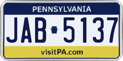 PA license plate JAB5137