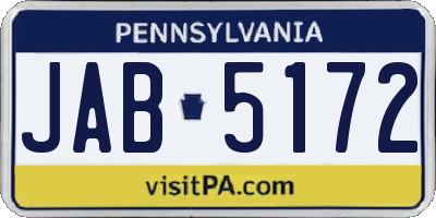 PA license plate JAB5172