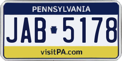 PA license plate JAB5178