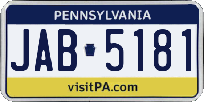 PA license plate JAB5181