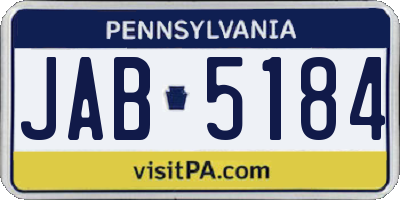 PA license plate JAB5184