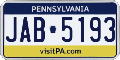 PA license plate JAB5193