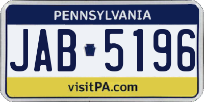 PA license plate JAB5196