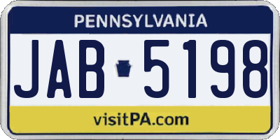 PA license plate JAB5198