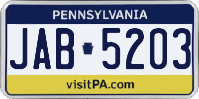 PA license plate JAB5203