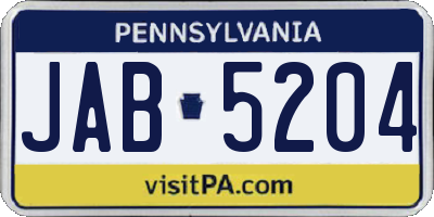 PA license plate JAB5204