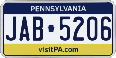 PA license plate JAB5206