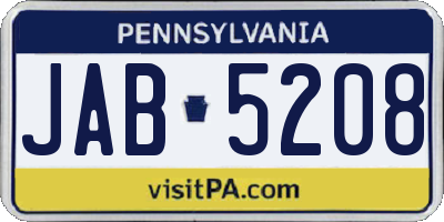 PA license plate JAB5208