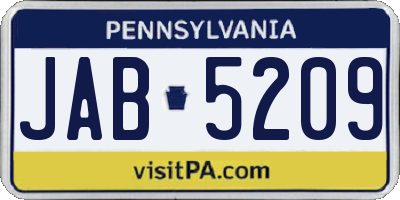 PA license plate JAB5209