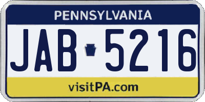 PA license plate JAB5216