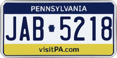 PA license plate JAB5218