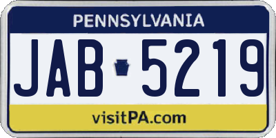 PA license plate JAB5219