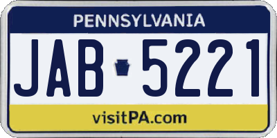 PA license plate JAB5221