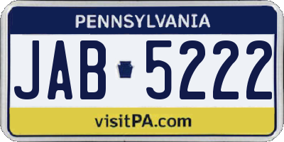 PA license plate JAB5222