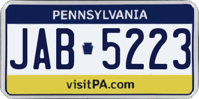 PA license plate JAB5223