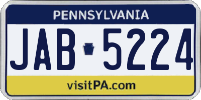 PA license plate JAB5224