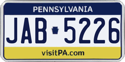 PA license plate JAB5226