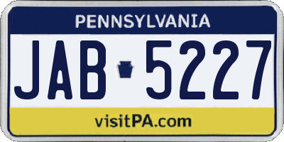 PA license plate JAB5227