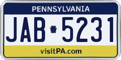 PA license plate JAB5231