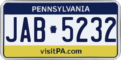 PA license plate JAB5232