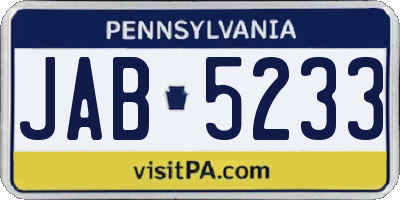 PA license plate JAB5233