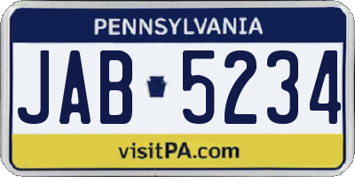 PA license plate JAB5234