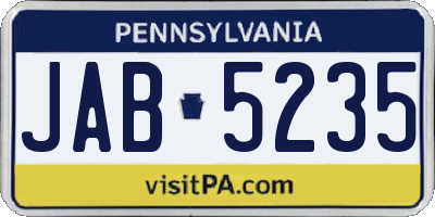 PA license plate JAB5235