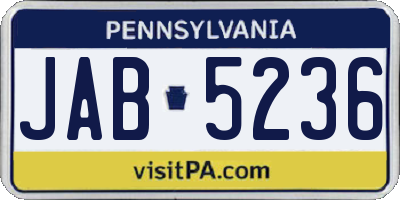 PA license plate JAB5236