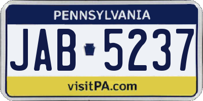 PA license plate JAB5237