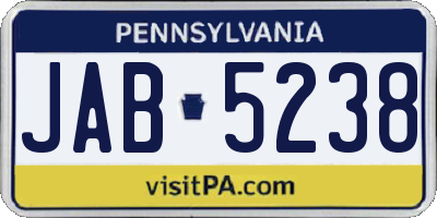 PA license plate JAB5238