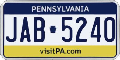 PA license plate JAB5240