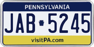 PA license plate JAB5245