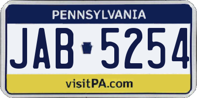 PA license plate JAB5254