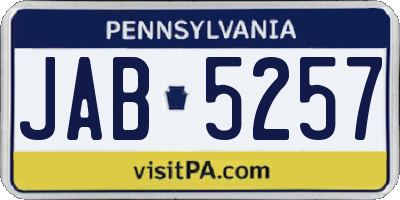 PA license plate JAB5257