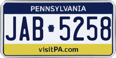 PA license plate JAB5258